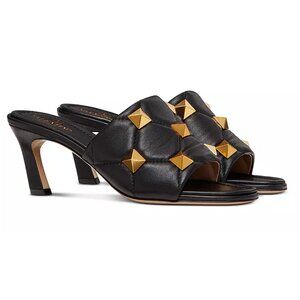 VALENTINO GARAVANI Women's Roman Stud Quilted Napa Slide Sandals Size 10
